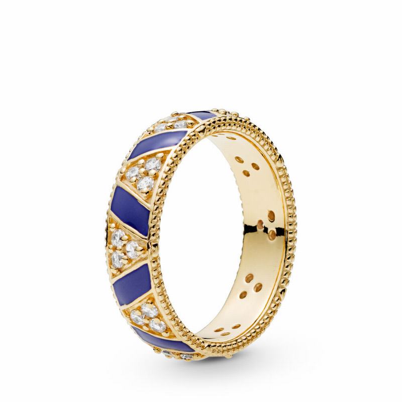 Pandora Shine™ Exotic Stones & Stripes Stackable Ring - 18ct Gold Plated/Enamel/Blue/Cubic Zirconia